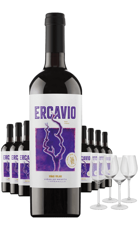 Paket 8 Flaschen Ercavio Viñas de Meseta + 4 Gläser