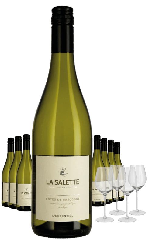 Paket 8 Flaschen La Salette L´Essentiel + 4 Gläser