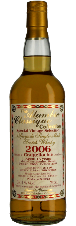 Craigelachie 2006 - 15 Jahre - Bourbon Barrel Single Malt Whisky Alambic Classique 55,30% vol.