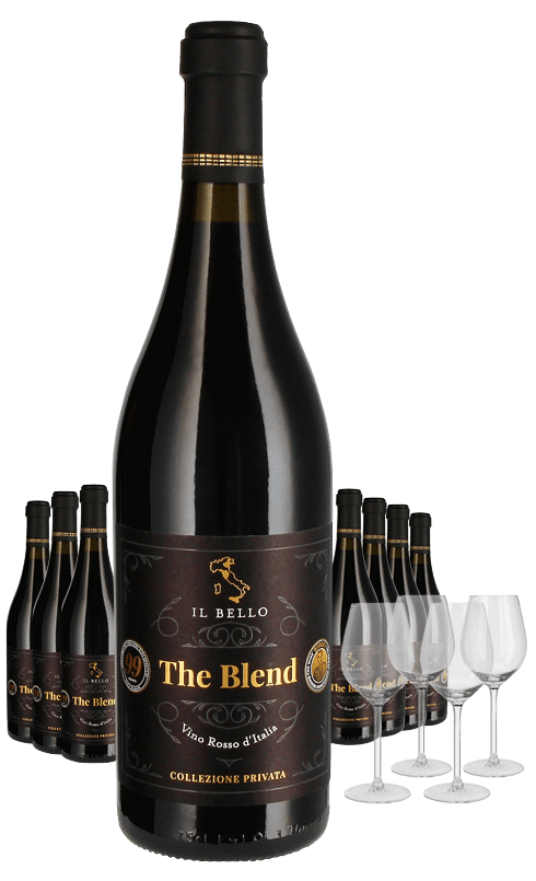 Paket 8 Flaschen The Blend Il Bello + 4 Gläser