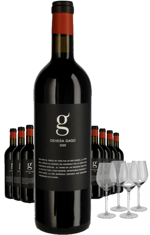 Paket 8 Flaschen G Dehesa Gago + 4 Gläser
