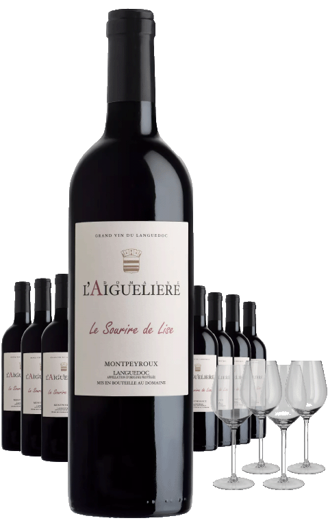 Paket 8 Flaschen Domaine l´Aiguelière Le Sourire de Lise + 4 Gläser